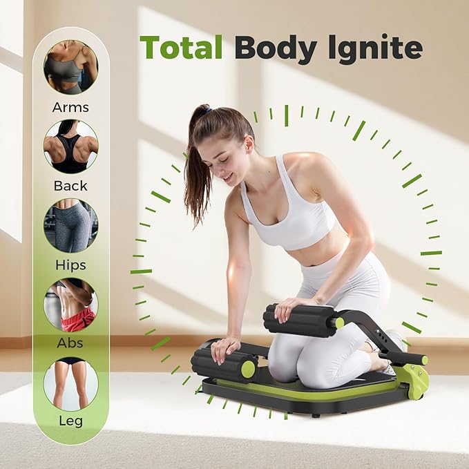 Ab Machine,Sit Up Exercise Equipment& Core Machine, Workout Equipment,Adjustable Ab Trainer with 3 Resistance Levels and Removable Auxiliary Handle,Home Gym Fitness Equipment for All Ages-StrideForce Fitness