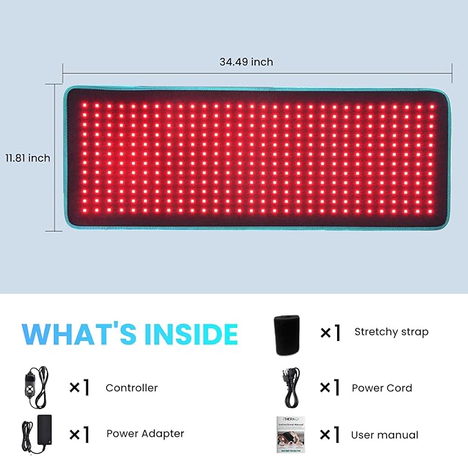 iTHERAU Large Red Light Therapy Belt 360 LED Infrared Red Light Device for Body, Resolve Inflammation, Relieve Joint or Back Pain, Muscle Stiffness, Red Light Wrap 660 & 850nm Wavelengths, Blue Edge-StrideForce Fitness