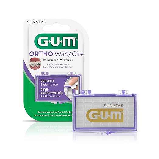 GUM Orthodontic Wax for Braces and Dental Devices - Soothing Dental Wax with Vitamin E and Aloe Vera - Clear Color - Unflavored (Pack of 1)
