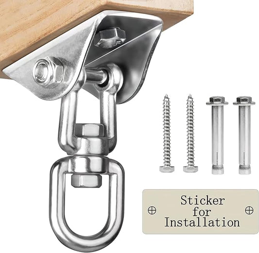 Heavy Duty Swing Hangers for Wooden Sets 2000 LB Capacity Hammock Hanger 360 Swivel Stainless Steel Swing Hardware Accessories 2 Packs for Porch Playground Yoga Heavy Bag-StrideForce Fitness