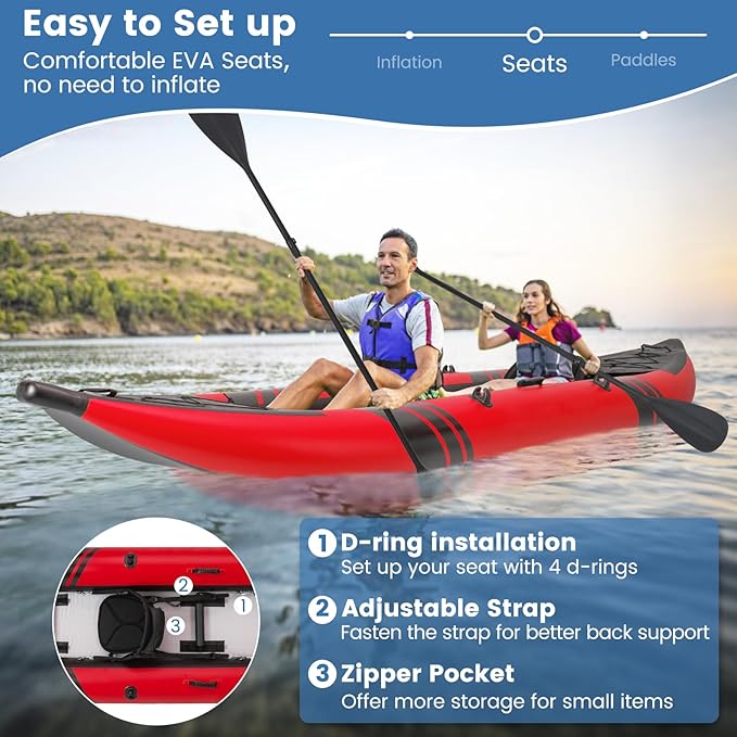 S AFSTAR Inflatable Kayak, 2 Person Canoe with 507 lbs Capacity, Drop-Stitch Floor, All Accessories & Carry Bag, 12.5 ft Large Sit in Tandem Kayak for Fishing, Camping & Exploring for Adults-StrideForce Fitness