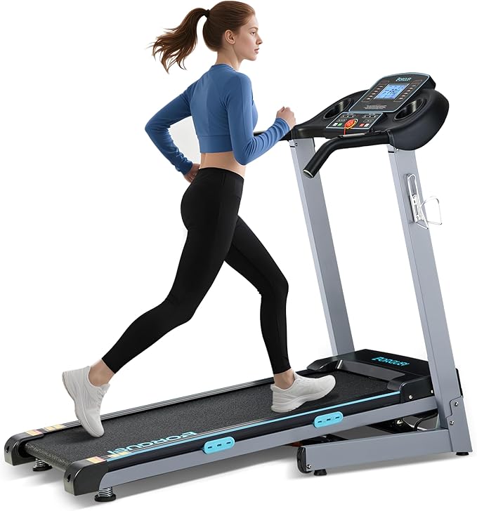 Treadmill with Auto Incline - 300 lb Capacity, 3.0HP Folding Electric Treadmill Up to 8.5 MPH Speed, Running Machine with 17.5" Wide Tread Belt and Bluetooth Speaker for Home Use-StrideForce Fitness