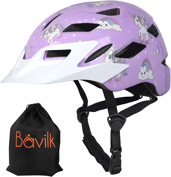 Kids Bike Helmet,Bavilk Kids Boys Girls Bike Helmets with LED Light Detachable Visor Children Youth Teen Multi-Sport for Skating Cycling Scooter Skateboard Adjustable & Lightweight 19.7"-22.4"-StrideForce Fitness