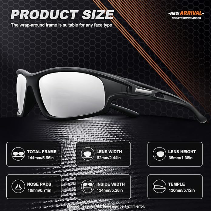 Polarized Sports Sunglasses for Men 100% UV Protection Wrap Around Unbreakable Sun Glasses for Fishing Driving-StrideForce Fitness