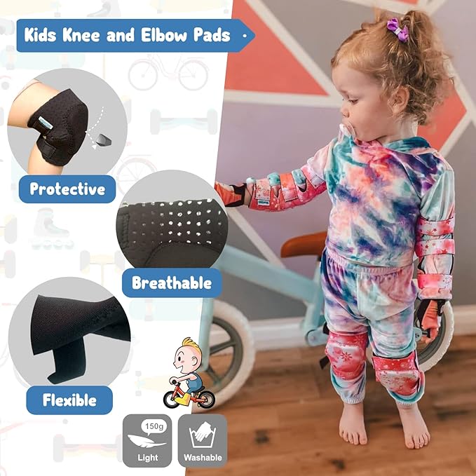 Soft-Style Kids Knee and Elbow Pads with Bike Gloves, Flexible Impact-Resistant Gear for Ages 2-11, Designed for Balance Bikes, Roller-Skating, and Skateboarding-StrideForce Fitness
