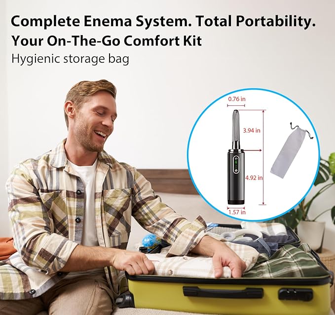 Upgrade Enema Anal Douche , Waterproof Touch Control, Enemas-Douches for Men & Women Colon Cleanse, Shower Enema Bulb-Bottles Kit, Electric Rotating Nozzle, Pressure Spray, Two Douching Modes-StrideForce Fitness