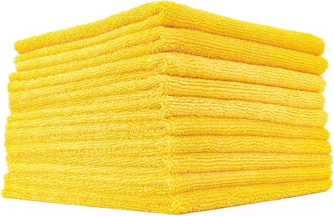 The Rag Company - Edgeless 365 Microfiber Towels (10-Pack) Premium 70/30 Blend, Professional Polishing, Wax Removal, Auto Detailing, 365gsm, 16in x 16in, Gold-StrideForce Fitness