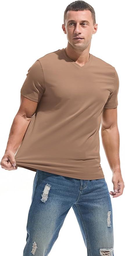 VEIISAR Premium V Neck T Shirts for Men - Modern Fitted Tees Vneck Undershirts-StrideForce Fitness