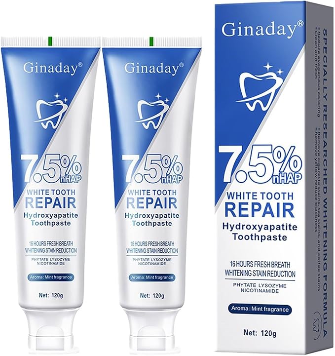 2 Pcs Hydroxyapatite Toothpaste, 7.5% Hydroxyapatite Toothpaste for Advanced Enamel Protection and Tooth Strengthening.