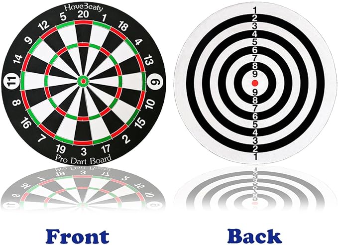 Dart Board, Dart Game Set with 6 Metal Darts and Double-Sided Flocking Dartboard (18 Inches)-StrideForce Fitness