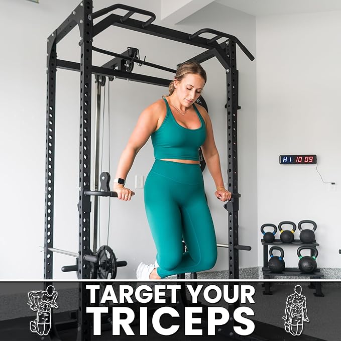 Synergee Dip Station Set of 2 Dip Bar Attachments for Power Racks. Compatible with 2x2 Tube Racks with 1" Holes. Max Capacity 350lbs.-StrideForce Fitness