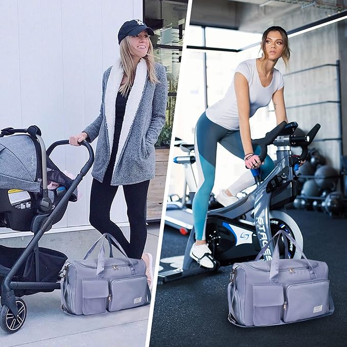 FIORETTO Women's Gym Duffle Bag with Shoes Compartment, 37L Capacity, Ideal for Travel, Gym, Sports, Duffel, Weekender-StrideForce Fitness