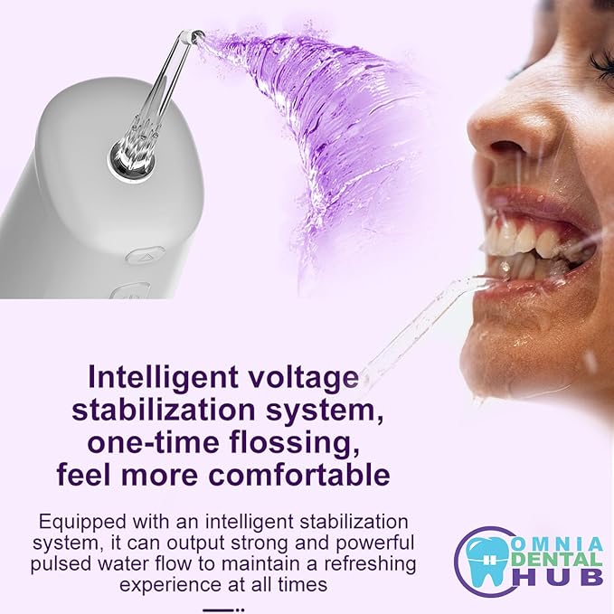 1 PC Water Dental Flosser Cordless for Teeth Cleaning by Omnia ONE | 3 Modes Oral Irrigator with 2 Jet Tips 300ML Braces Flossers Cleaner | Portable IPX7 Waterproof for Home Travel