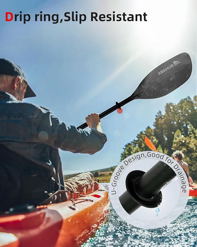 Abahub Adjustable Kayak Paddle 210-230 cm/ 230-250 cm Floating Kayaking Oars Boating Oars Canoeing Oars Black-StrideForce Fitness