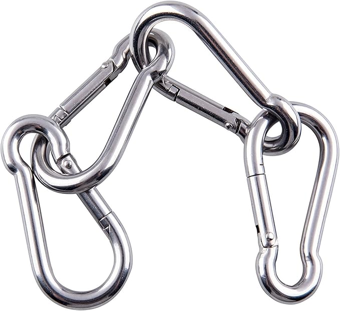 sprookber Stainless Steel Carabiner Spring Snap Hook - 304 Stainless Steel Heavy Duty Clips, Set of 4-StrideForce Fitness