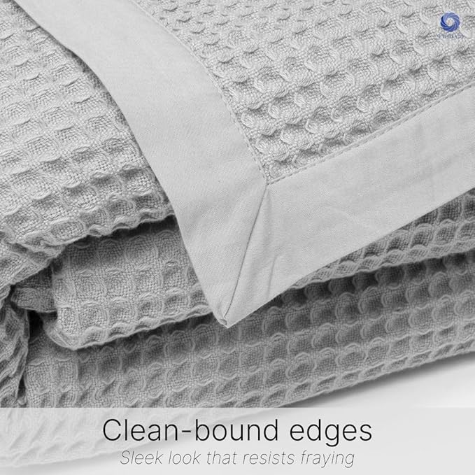 GOTS Certified Organic Cotton Waffle Weave Blanket, Twin Bed Size, 66"X90"Cozy Throw Blanket for Couch, Modern Home Decor, Throw Blankets,Waffle Blanket & Soft Bed Blankets -Scottish Grey-StrideForce Fitness