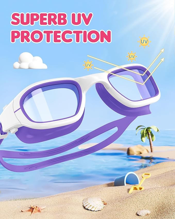 Kids Swim Goggles,Swimming Goggles for Kids 6-14, Anti-Fog UV Protection Pool Glasses for Boys Girls-StrideForce Fitness