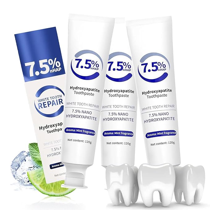 7.5% Hydroxyapatite Toothpaste， Hydroxyapatite Toothpastes for Enamel Protection and Tooth Strengthening, Repair and Protect Toothpaste 4.23oz (White*3PCS)