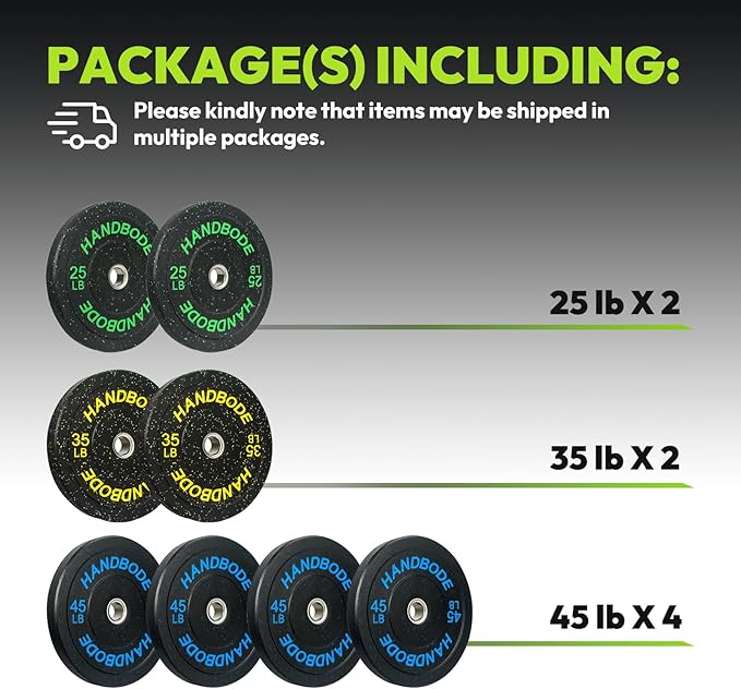 2-Inch Bumper Plates High Bounce, Olympic Weight Plate Set 45/100/160/190/260/300lb, Barbell Weight Plates Set for Home Gym, Colored Weights Rubber Strength Training Plate for Weight Lifting-StrideForce Fitness