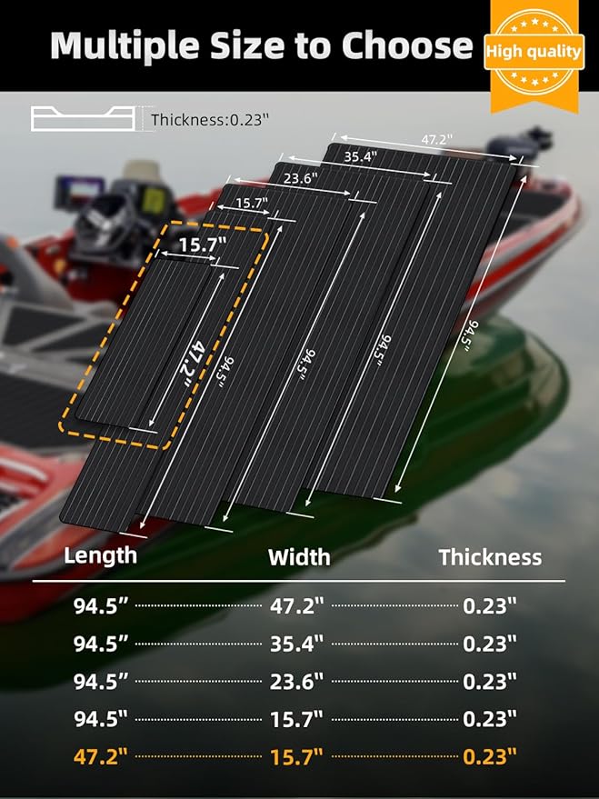 FOCEAN Boat Flooring EVA Foam Boat Decking Faux Teak Marine Flooring Boat Mat Boat Carpet Sheet for Motorboat RV Yacht Kayak Surfboard, 94.5"x 47.2"/35.4"/23.6"/15.7"-StrideForce Fitness