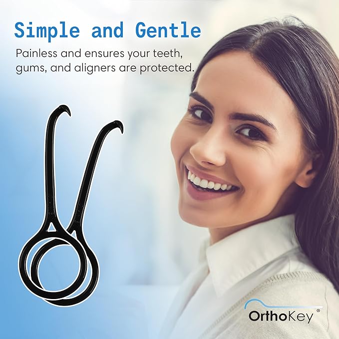 OrthoKey Retainer & Aligner Removal Tool - Dental-Grade Orthodontic Supplies for Invisible Braces, Cleaning & Travel - Bracket & Denture Remover (2-Pack) Black