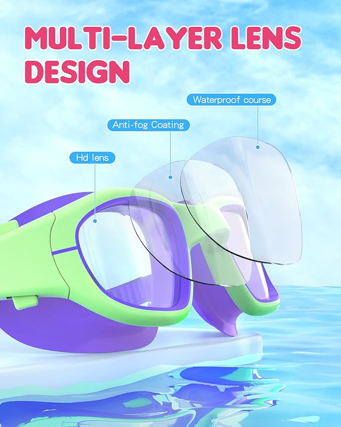 Kids Swim Goggles,Swimming Goggles for Kids 6-14, Anti-Fog UV Protection Pool Glasses for Boys Girls-StrideForce Fitness