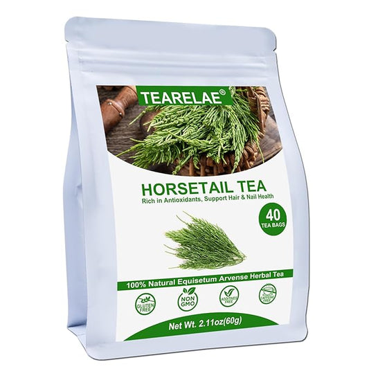 TEARELAE - Premium Horsetail Tea Bags - 1.5g x 40 Count - Natural Dried Horsetail Herb - Cola De Caballo Hierba - Non-GMO - Caffeine-free - Support Nail Health & Hair Growth-StrideForce Fitness