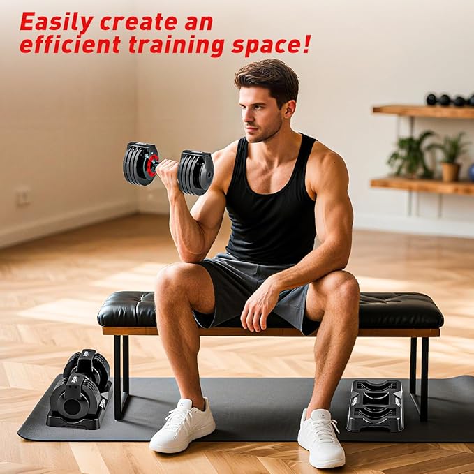 25/55lbs Adjustable Dumbbells Set, Dumbbells with Anti-Slip Metal Handle for Exercise & Fitness Fast Adjust Weight for Full Body Workout Fitness-StrideForce Fitness