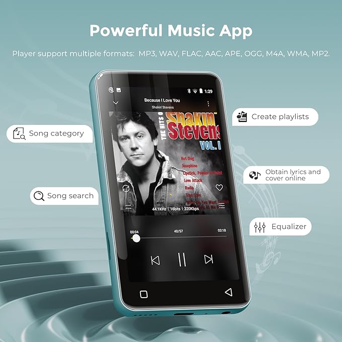 innioasis 80GB MP3 Player with Bluetooth and WiFi, MP3 Player for Kids with Spotify, Spotify Kids, Pandora, Audible, 4.0" Touch Screen Music Player with Parental Controls, Up to 1TB (White+ Sky-Blue)-StrideForce Fitness