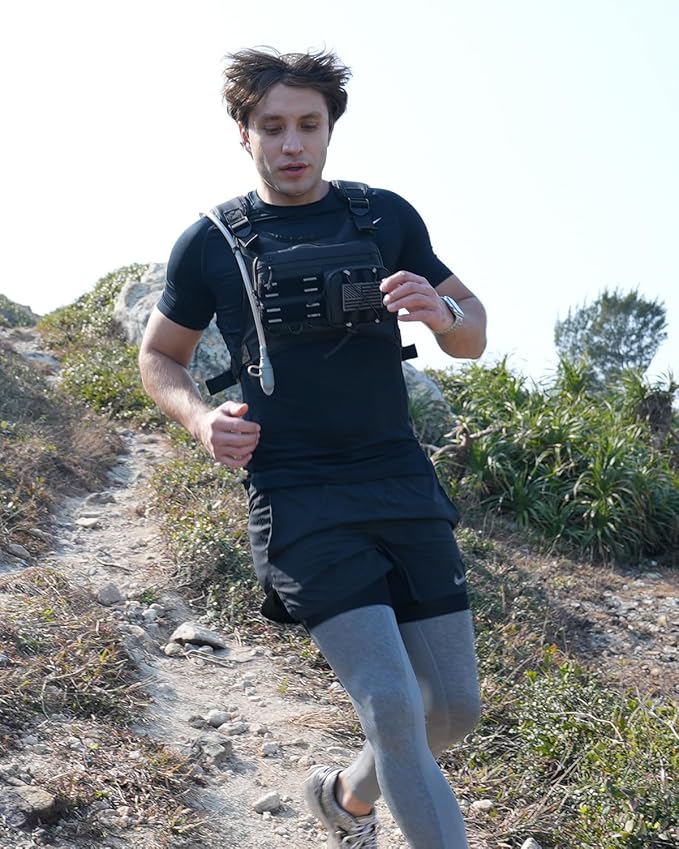 Running Vest with 2L Water Bladder, USA Original Patent, Lightweight Adjustable Chest Pack with Gear Holder, Reflective Running Hydration Vest for Women Men for Marathon-StrideForce Fitness