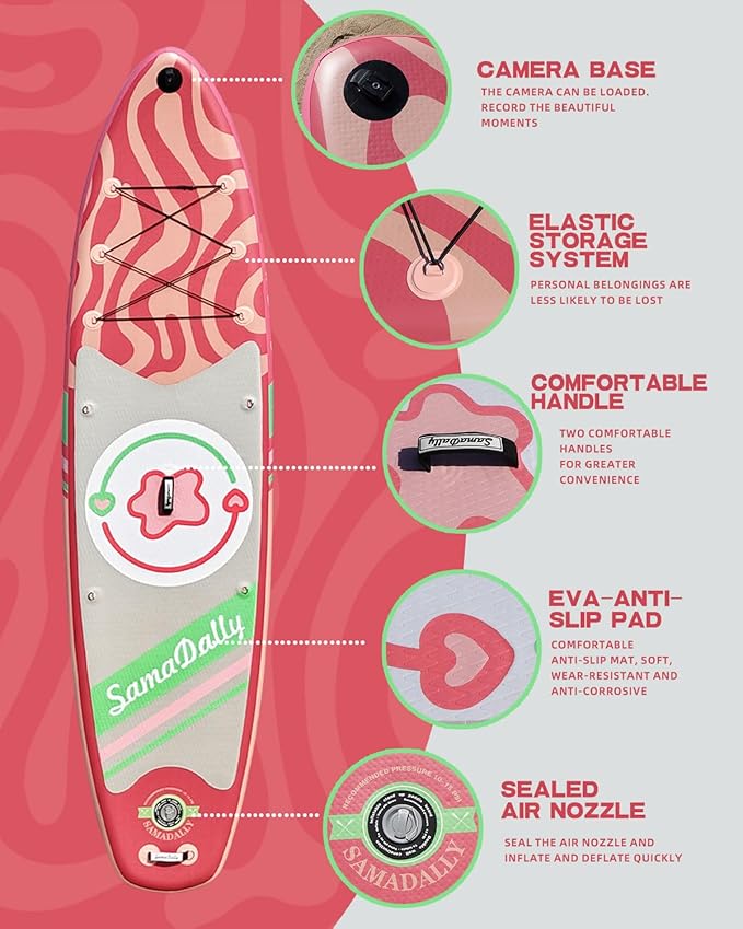 11'Stand Up Paddle Boards Surf Control with Premium SUP Board Accessories Backpack & Removable Fins, 34" Wide Inflatable Paddle Boards of All Skill Levels-StrideForce Fitness