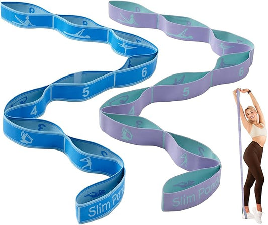 Slim Panda Stretch Strap, Dance Stretch Bands Flexibility, Elastic Yoga Stretching Strap with 9 Loops for Physical Therapy, Pilates, Yoga, Ballet, Gymnastics Stretching Bands for Exercise-StrideForce Fitness