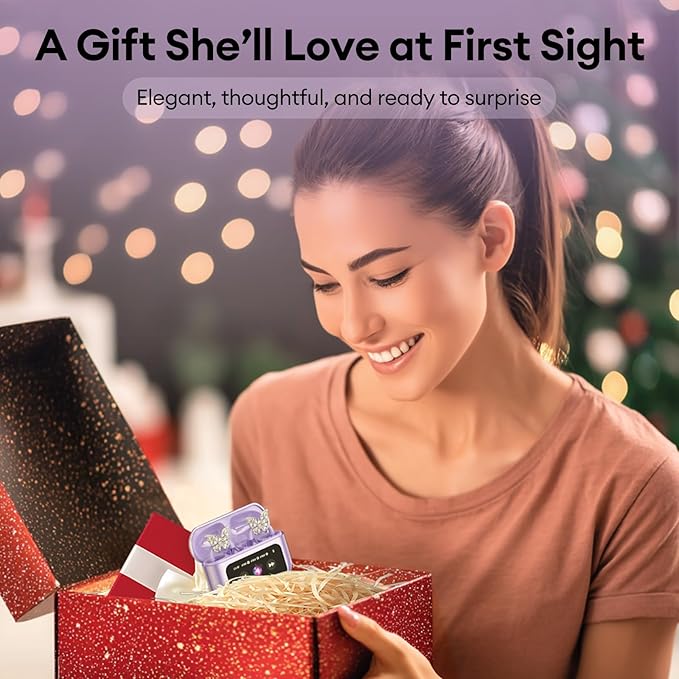 Stylish Open Ear Clip On Earbuds with Removable Butterfly Earring, Clip On Headphones with LCD Touch Screen, Fashionables Open Ear Headphones for Women, Butterfly Earring Purple Earbuds-StrideForce Fitness