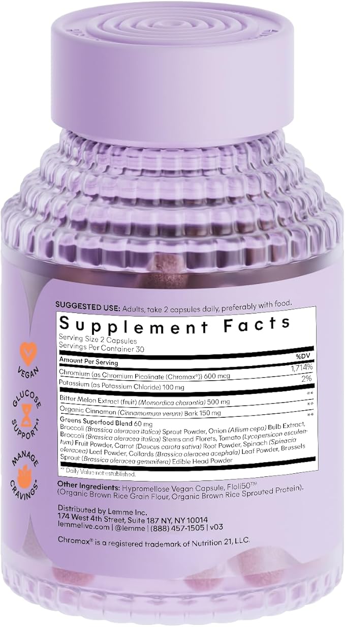 Lemme Curb - Cravings, Improve Carb Metabolism, Weight Management Support, Clinically Studied Chromium Picolinate, Bitter Melon, Ceylon Cinnamon & Greens Superfood - 60 Count (Pack of 2)-StrideForce Fitness