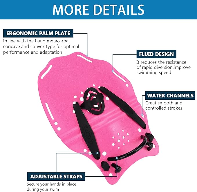 Hikeen Swim Paddle Hand for Adult and Junior, Swim Training Hand Paddles with Adjustable Straps, Swimming Hand Paddles for Training-StrideForce Fitness