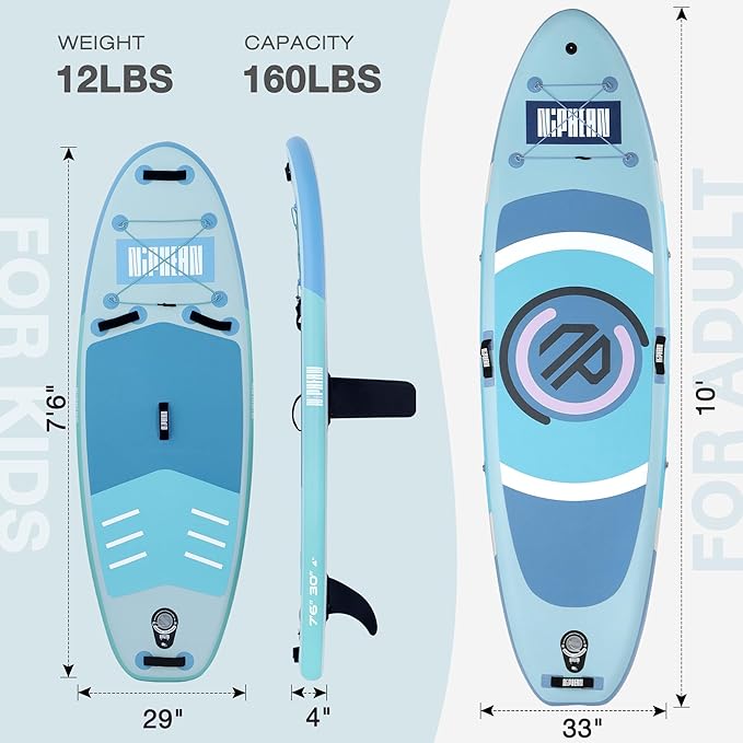 Niphean（Ultra-Light）Inflatable Paddle Board with (Beginner Friendly) StabilTrac Fin and Durable SUP Accessories, 10' Stand Up Paddle Boards for Adults & Youth, Versatile Yoga Paddle Board, Gift Ideas-StrideForce Fitness