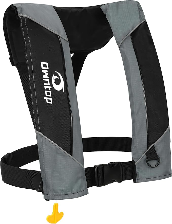 Owntop Manual Inflatable Swim Jacket, Neoprene Padded Neckline, 33g C02 Cylinder Included, Multiple Reflective Strips, Compact Design for Kayak, Fishing, Paddle Sports-StrideForce Fitness