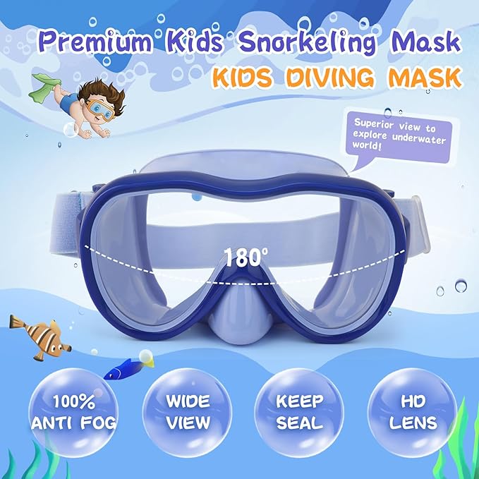 Kids Swim Goggles with Nose Cover, Anti-Leak Swim Mask with Elastic Fabric Strap, UV Protection Swimming Goggles for Kids-StrideForce Fitness