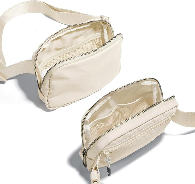 ODODOS Unisex Mini Belt Bag with Adjustable Strap Small Fanny Pack for Workout Running Traveling Hiking, Ivory-StrideForce Fitness