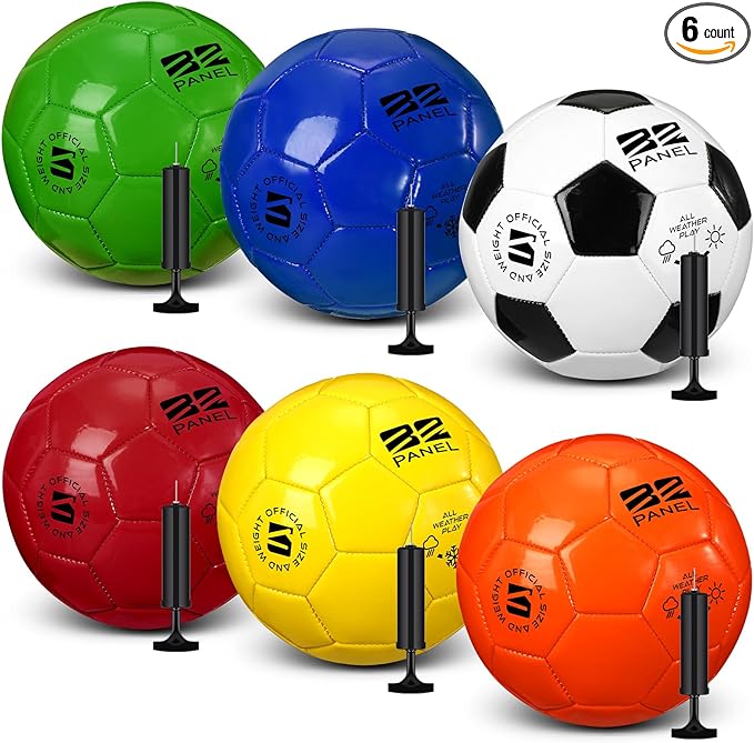Deflated Soccer Balls with Pump Bulk Outdoor and Indoor Training Practice Soccer Ball Machine Stitched for Sports Birthday Gift Party Supplies-StrideForce Fitness