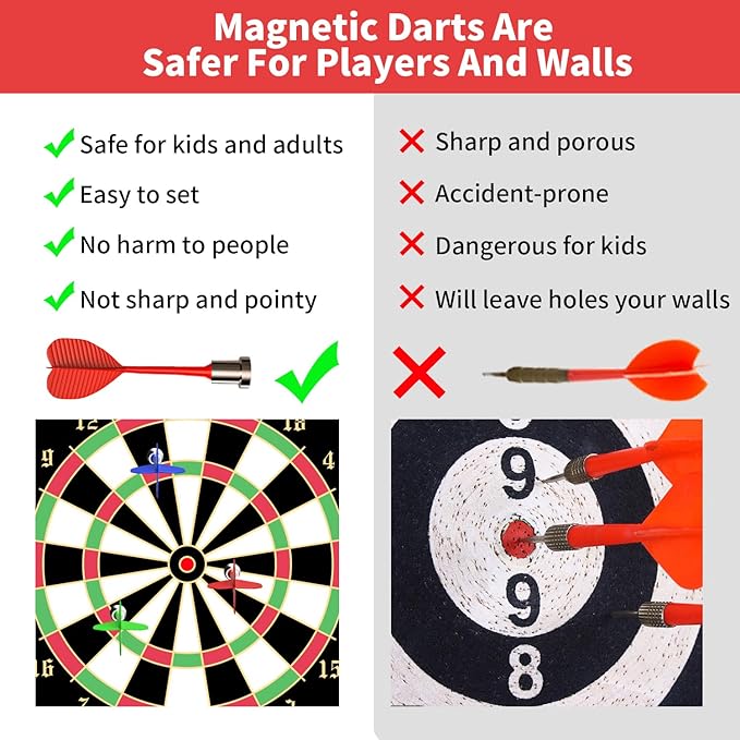 Magnetic Dart Board Games for Kids with 12 Darts Outdoor Toys for Boys Age 8-13 Cool Stuff for Boys Gifts Ideas for Teenage Boys Girls Age 8 9 10 11 12 13 14 15 16 Game Room Decor-StrideForce Fitness