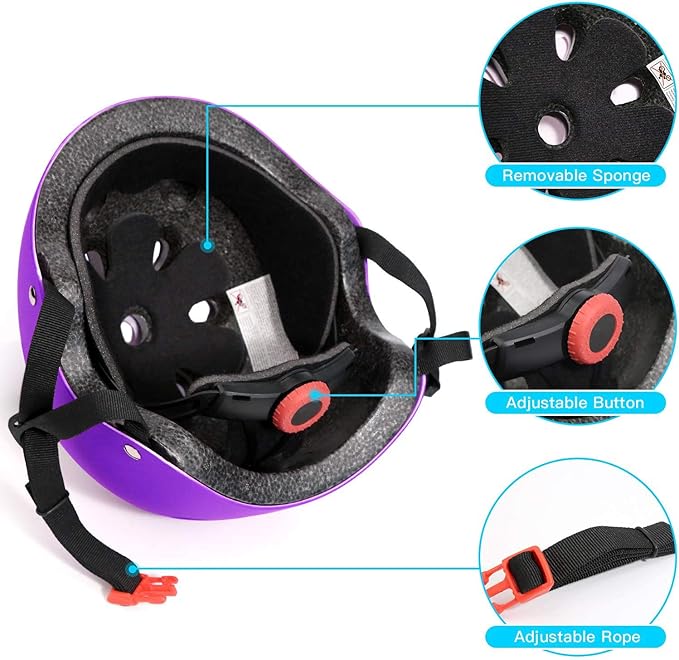 Adjustable Helmet for Ages 5-16 Kids Toddler Boys Girls Youth,Protective Gear with Elbow Knee Wrist Pads for Multi-Sports Skateboarding Bike Riding Scooter Inline skatings Longboard Roller Skate-StrideForce Fitness