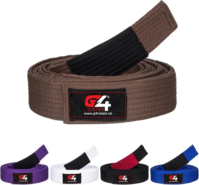 G4 VISION Jiu Jitsu Belt BJJ Belts Brazilian Adult A1 A2 A3 A4 Black Brown Purple Blue White-StrideForce Fitness