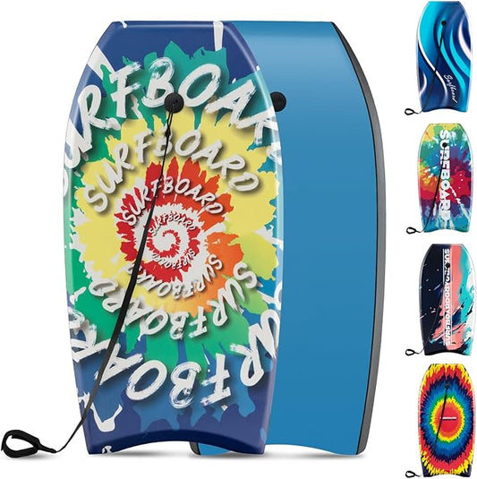 KOTEK 33/37/41 Inch Body Board with Wrist Leash, EPS Core, Dual Channel, HDPE Slick Bottom, Bodyboard for All Skill Levels & Wave Conditions-StrideForce Fitness