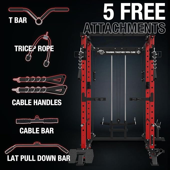 Mikolo Power Cage, 1500lbs Power Rack with LAT PullDown and Cable Crossover System, Squat Rack with Pulley System, Weight Cage for Home Gym with Training Attachments-StrideForce Fitness