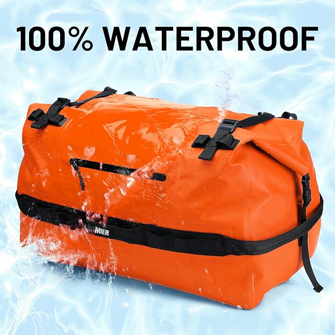 MIER Large Waterproof Duffel Bag Rolltop Dry Backpack Duffle Bags for Kayaking, Rafting, Boating, Swimming, Camping, Travel, Gym, Beach, 60L/80L-StrideForce Fitness