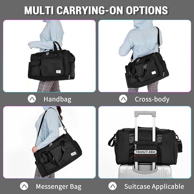 FIORETTO Women's Gym Duffle Bag with Shoes Compartment, 37L Capacity, Ideal for Travel, Gym, Sports, Duffel, Weekender-StrideForce Fitness