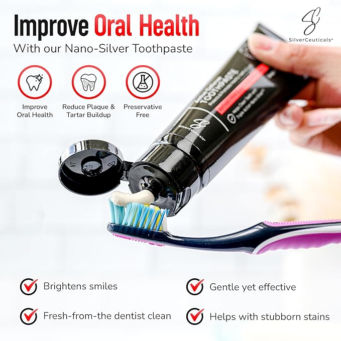 Colloidal Silver Toothpaste - Sassy Cinnamon - Remineralize Tooth Enamel - SLS & Fluoride Free Cavity Protection - Gum Health - Bad Breathe - Gingivitis - Coral Calcium & Xylitol - 3.4oz - Pack of 2
