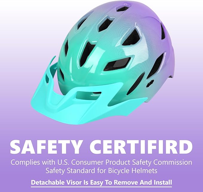 Kids Bike Helmet,Bavilk Kids Boys Girls Bike Helmets with LED Light Detachable Visor Children Youth Teen Multi-Sport for Skating Cycling Scooter Skateboard Adjustable & Lightweight 19.7"-22.4"-StrideForce Fitness