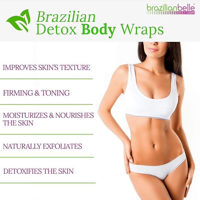 Brazilian Belle Detox Clay Body Wraps for Body Firming & Skin Tightening – Anti-Cellulite Stomach Wraps with Bentonite Clay & Aloe Vera – Complete Firming Cream Skincare Kit with up to 12 Applications-StrideForce Fitness